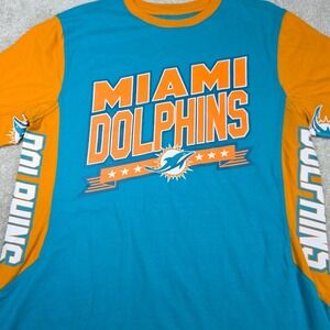 Hands High Miami Dolphins Football T-Shirt Mens‎ S Blue Orange Graphic Logo NFL